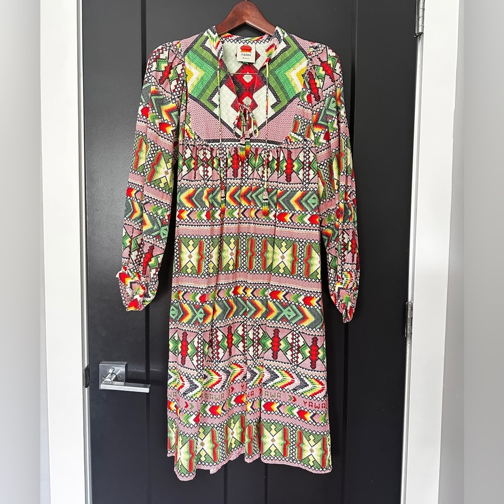 Farm Rio Aztec Midi Dress Small - Picture 6 of 10